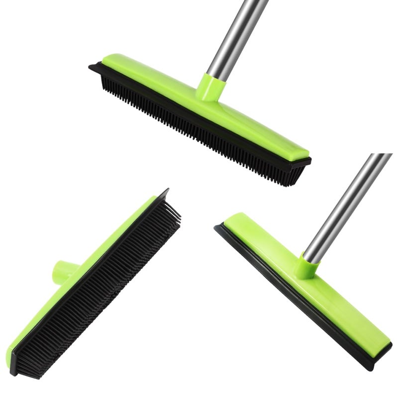 MEIBEI Pet Hair Removal Broom with Squeegee -53", Long Handle Soft Bristle Rubber Broom, Ideal for Remove Fur from Carpets, Rugs, Hardwood and Linoleum - Image 2